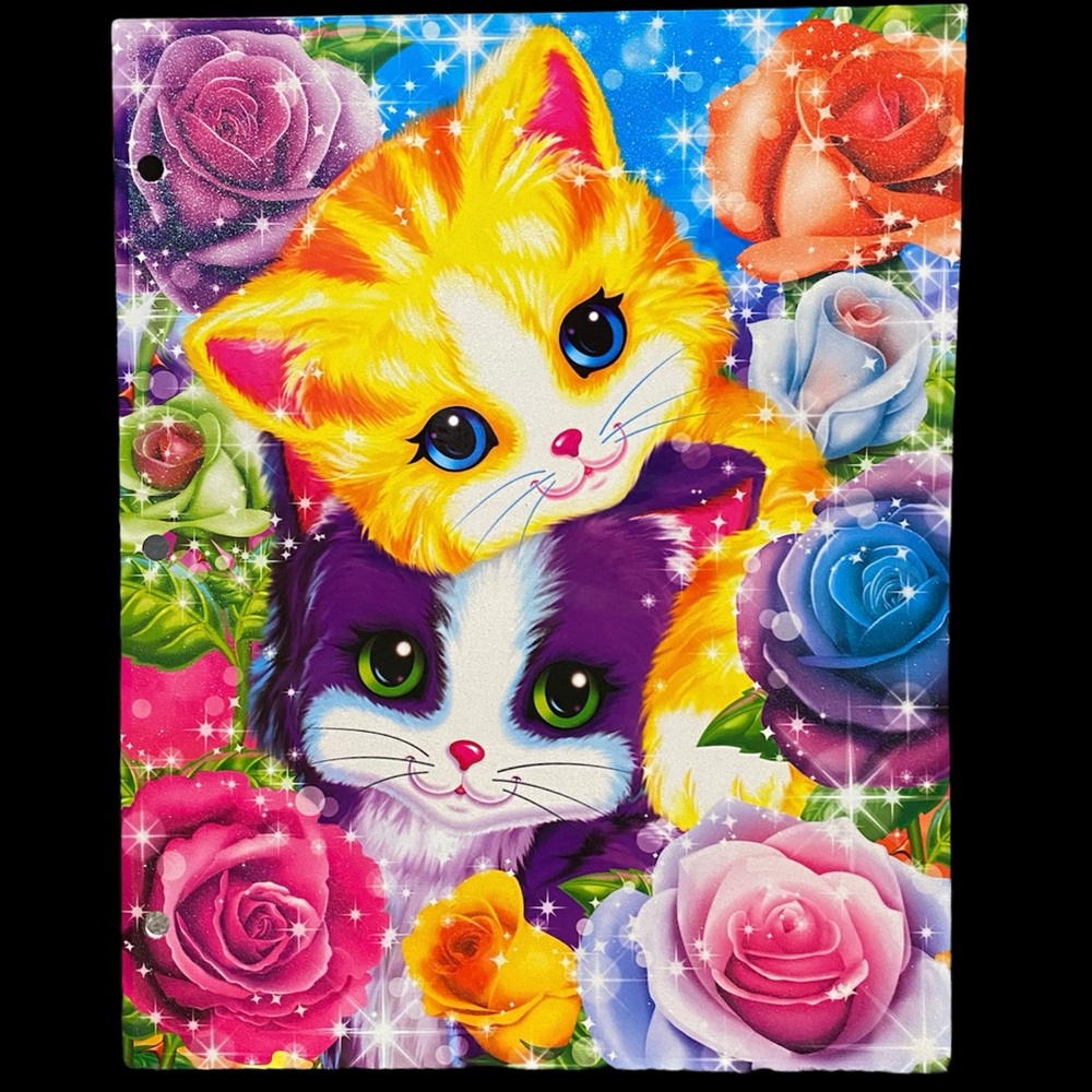 Lisa Frank kittens play time glitter roses